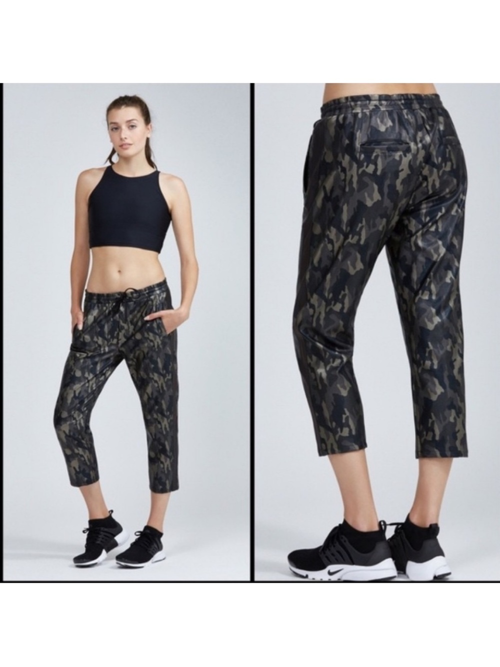 Koral Calicut tuxed sweat Cropped Camouflage vegan leather Jogger Pants medium